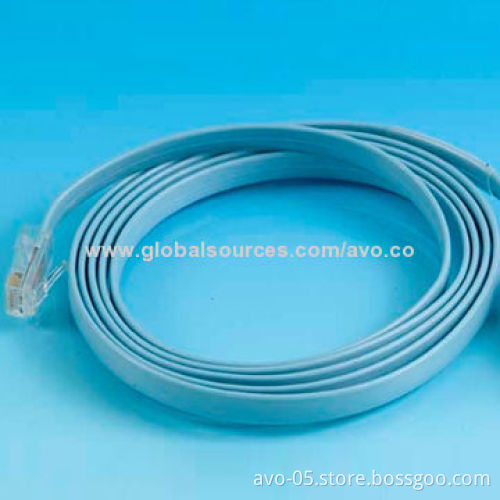 UTP Cat5 Flat Cable with 4 Pairs 24AWG Stranded Copper, Good-quality RJ45 Male to Male Connector